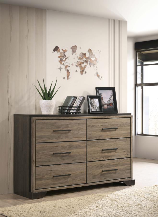 Baker - 6-Drawer Dresser - Brown and Light Taupe