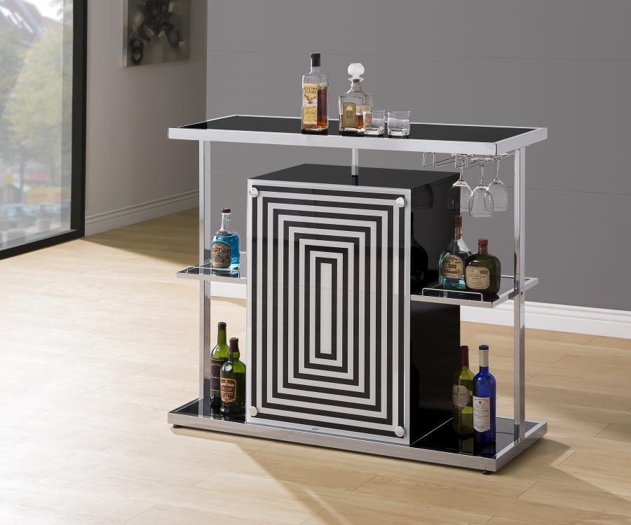 Zinnia - 2-Tier Bar Unit - Glossy Black and White