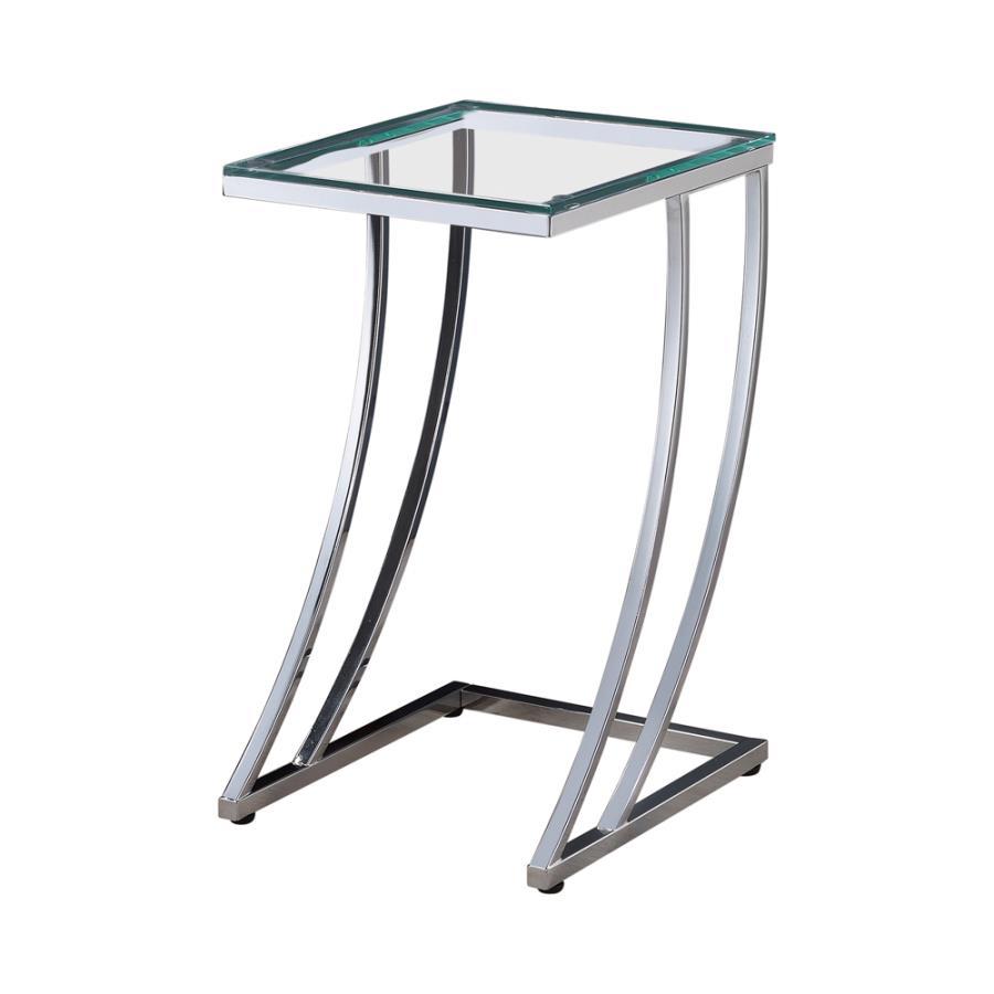 Cayden - Rectangular Top Accent Table - Chrome and Clear