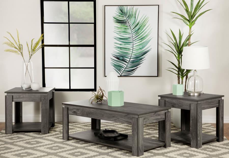 Donal - 3-Piece Occasional Set With Open Shelves - Weathered Grey