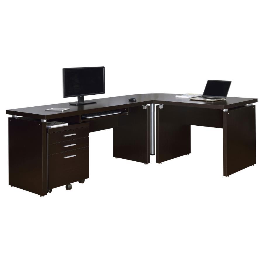 Skylar - 2-Piece Home Office Set L-Shape Desk With File Cabinet - Cappuccino