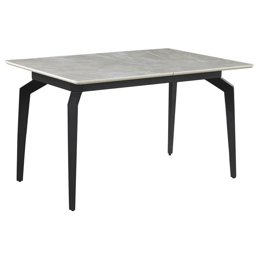 Mina - Rectangular Dining Table - Grey Ceramic and Sandy Black
