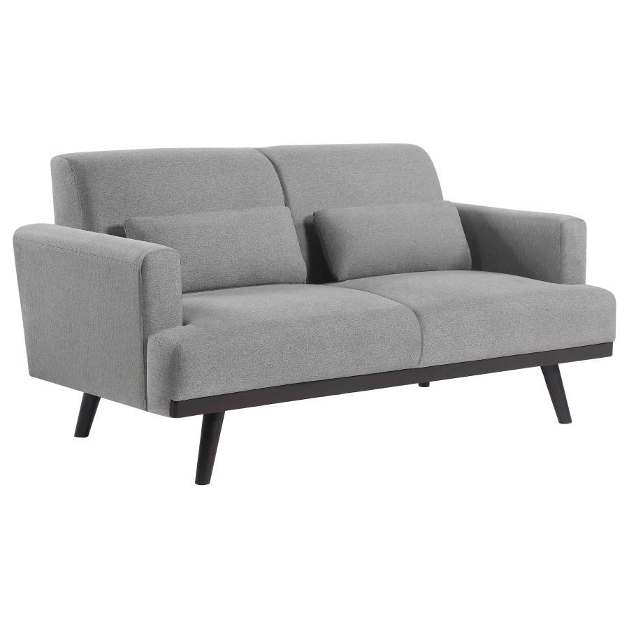 Blake - Upholstered Loveseat With Track Arms - Sharkskin and Dark Brown