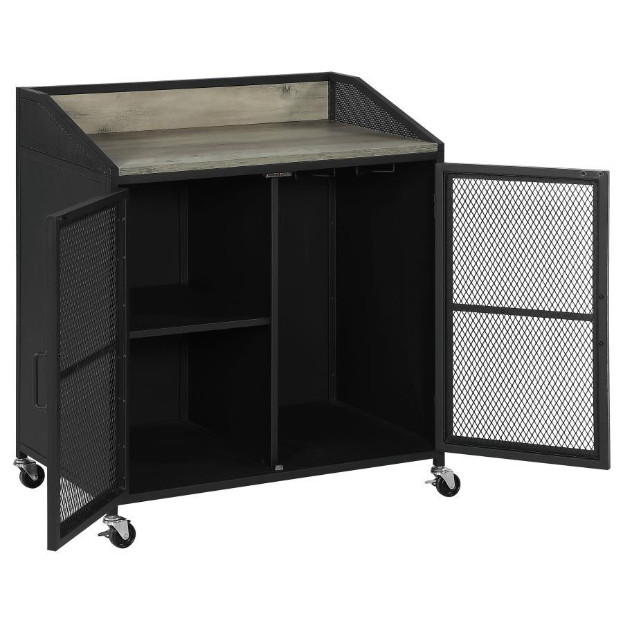 Arlette - Wine Cabinet With Wire Mesh Doors - Grey Wash and Sandy Black
