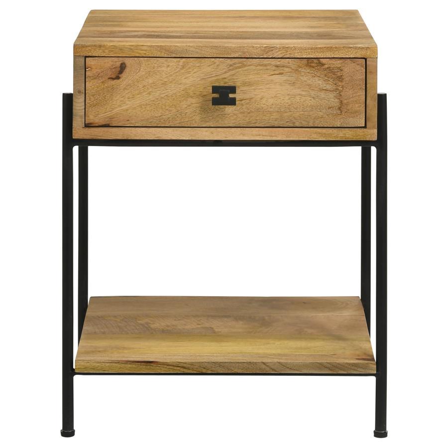 Declan - 1-Drawer Accent Table With Open Shelf - Natural Mango and Black