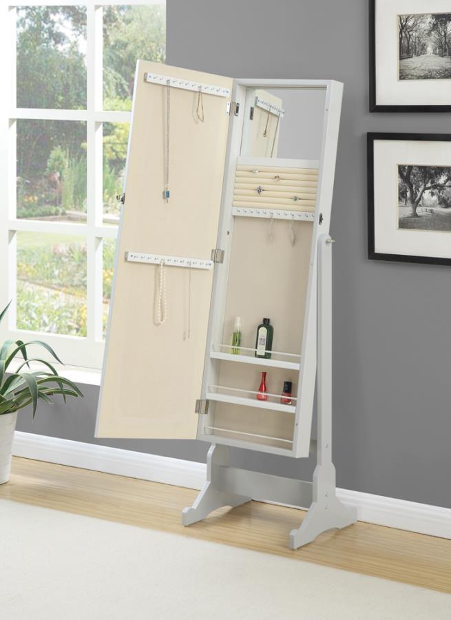 Yvonne - Storage Jewelry Cheval Mirror - Grey