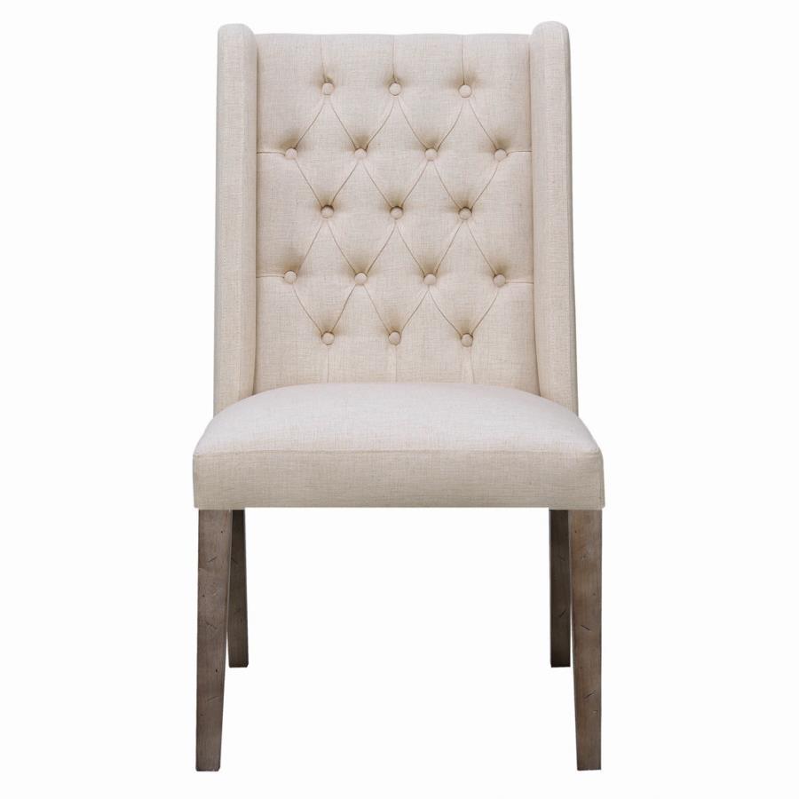 Bexley - Tufted Side Chairs (Set of 2) - Dark Brown and Beige