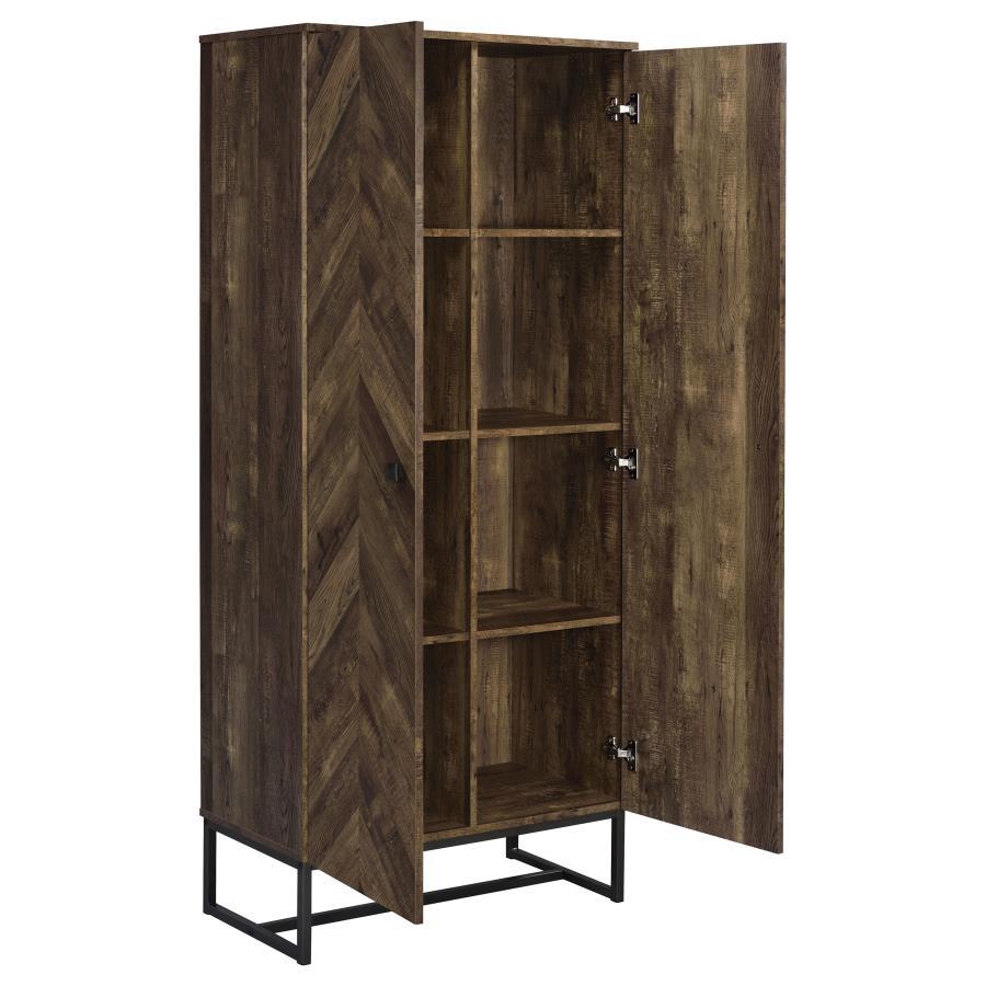 Carolyn - 2-Door Accent Cabinet - Rustic Oak and Gunmetal - Wood