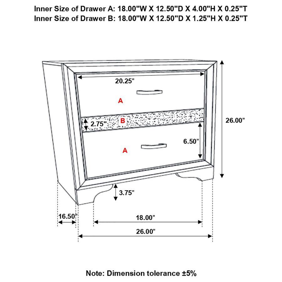 Miranda - 2-drawer Nightstand Tray