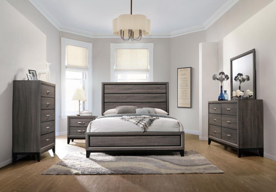 Watson - 5-Piece California King Panel Bedroom Set - Grey Oak and Black