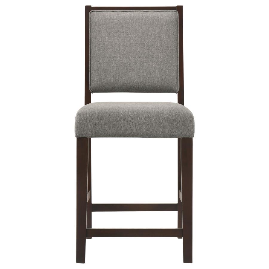Bedford - Upholstered Open Back Counter Height Stools With Footrest (Set of 2) - Grey and Espresso