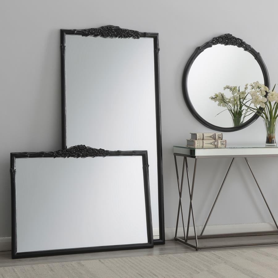 Sylvie - Rectangular Mantle Mirror - Black