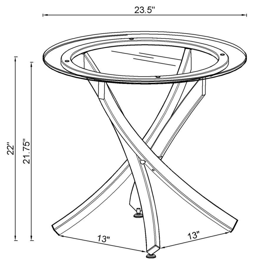 Brooke - Glass Top End Table - Chrome and Black