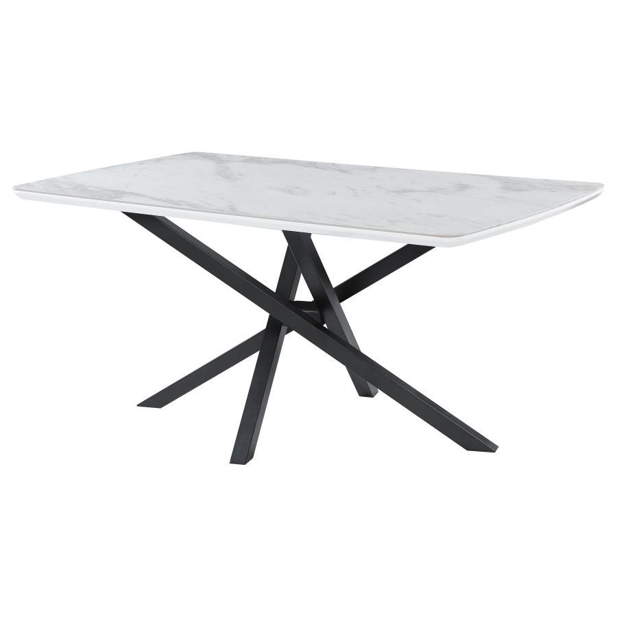 Paulita - Rectangular Dining Table - White and Gunmetal