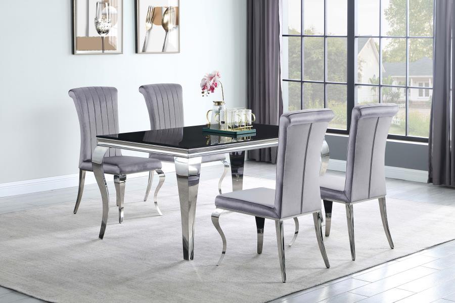 Carone - 5-Piece Rectangular Dining Set - Grey and Chrome - Steel