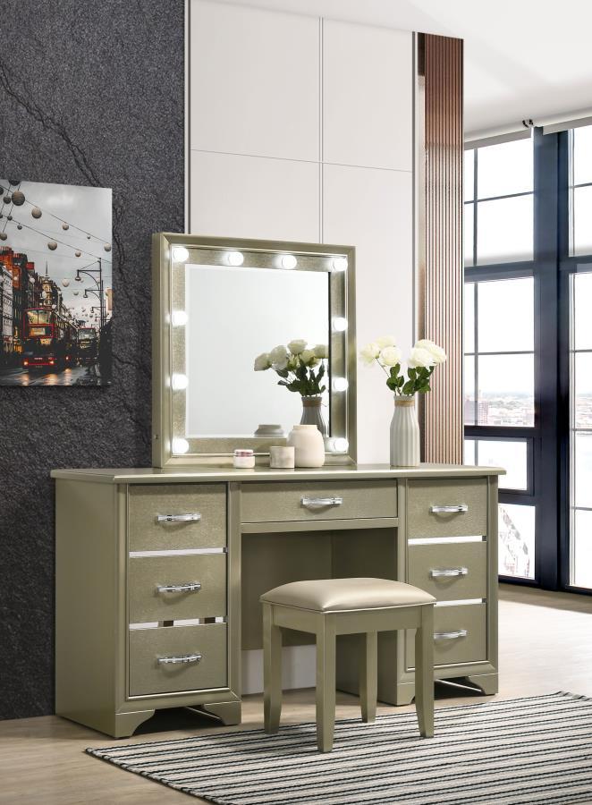 Beaumont - Upholstered Vanity Stool - Champagne Gold and Champagne
