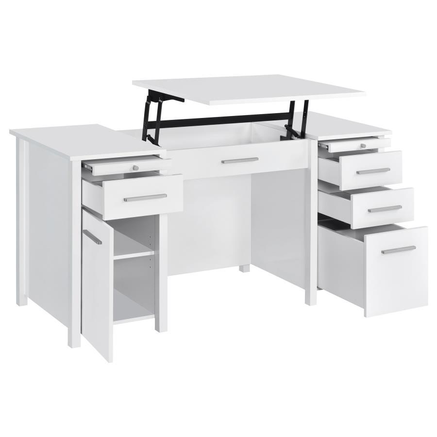Dylan - 4-Drawer Lift Top Office Desk - White High Gloss