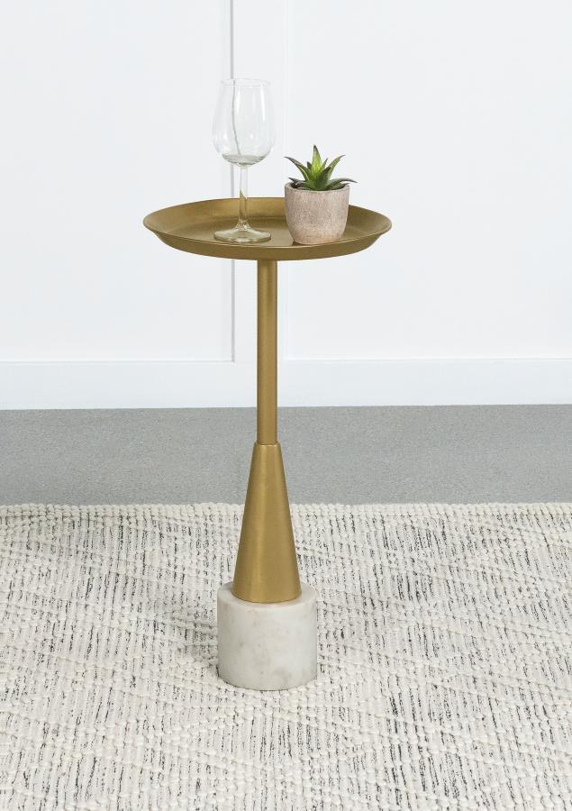 Alpine - Round Metal Side Table - White and Gold