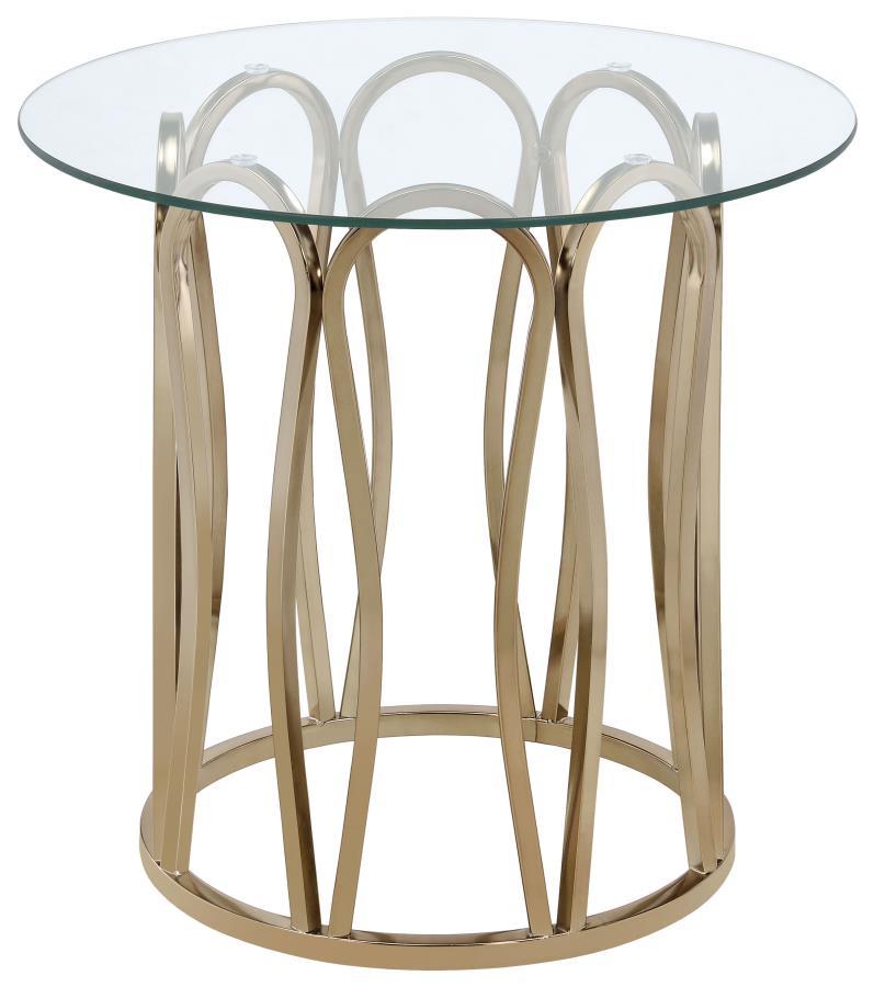 Monett - Round End Table - Chocolate Chrome and Clear