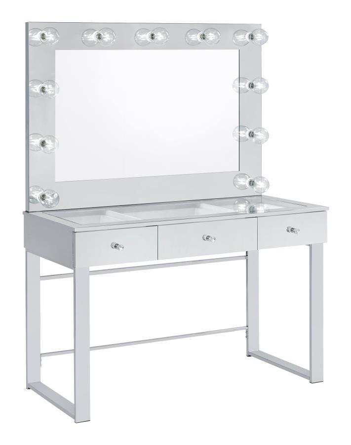 Umbridge - 3-Drawer Vanity With Lighting - Chrome and White