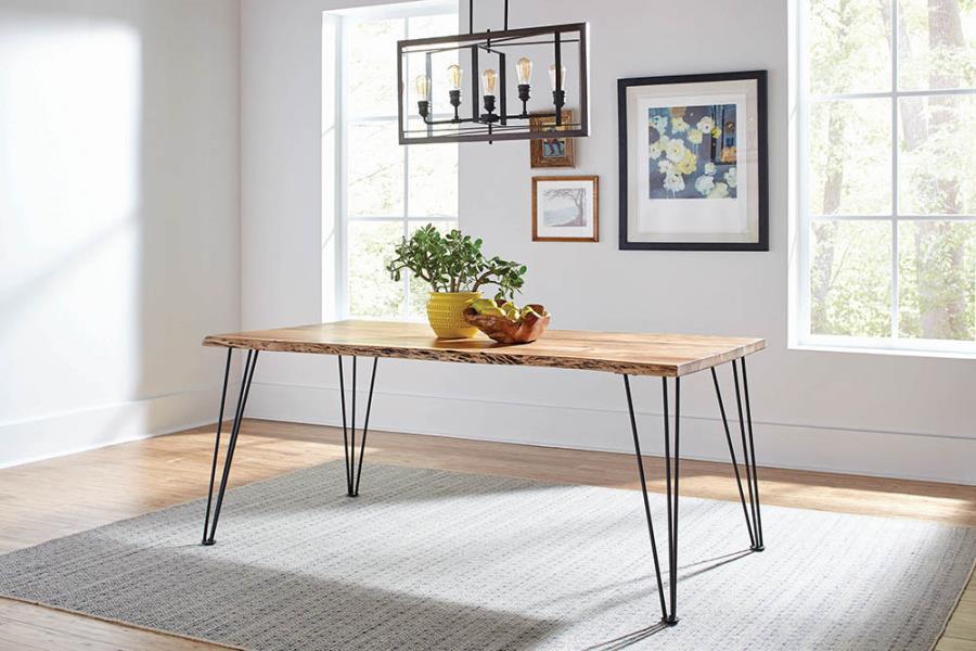 Sherman - Rectangular Dining Table - Natural Acacia and Matte Black