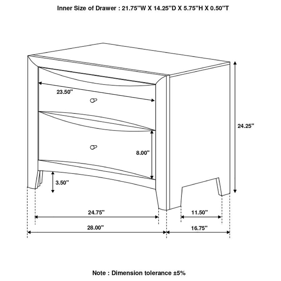 Phoenix - 2-Drawer Nightstand - Deep Cappuccino