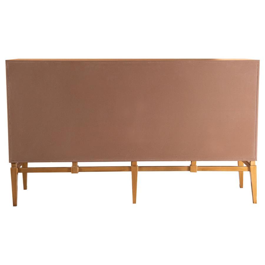 Zira - Sunburst 4-Door Accent Cabinet - Brown and Antique Gold