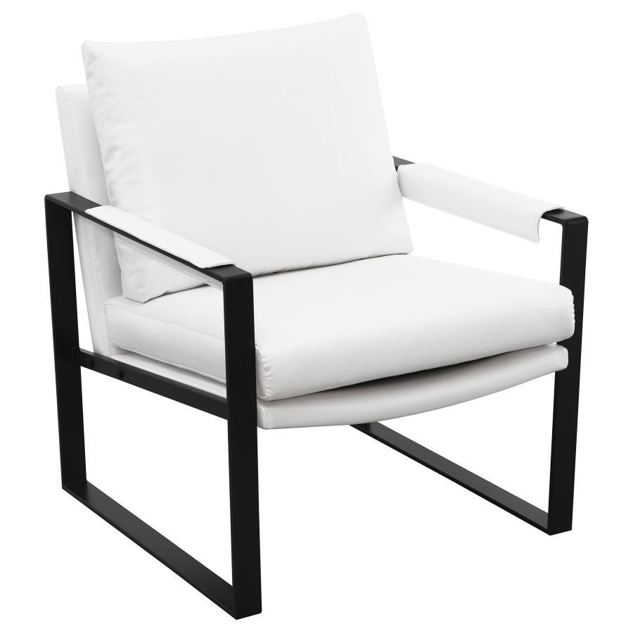 Rosalind - Upholstered Track Arms Accent Chair - White and Gummetal