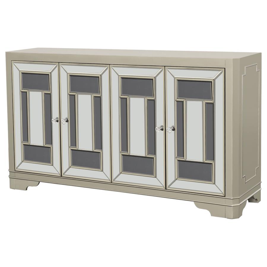 Toula - 4-Door Accent Cabinet - Smoke and Champagne