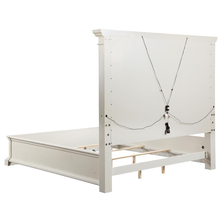 Evelyn - 5-Piece Eastern King Bedroom Set With Headboard Lighting - Antique White