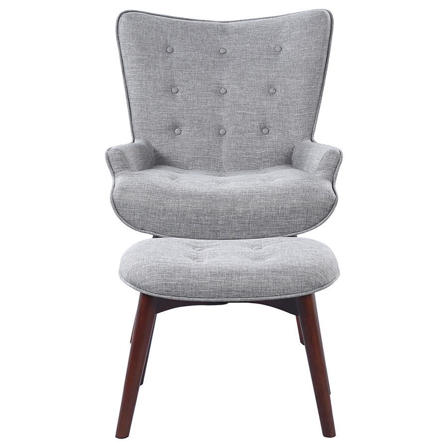 Willow - Upholstered Accent Chair With Ottoman - Grey and Brown