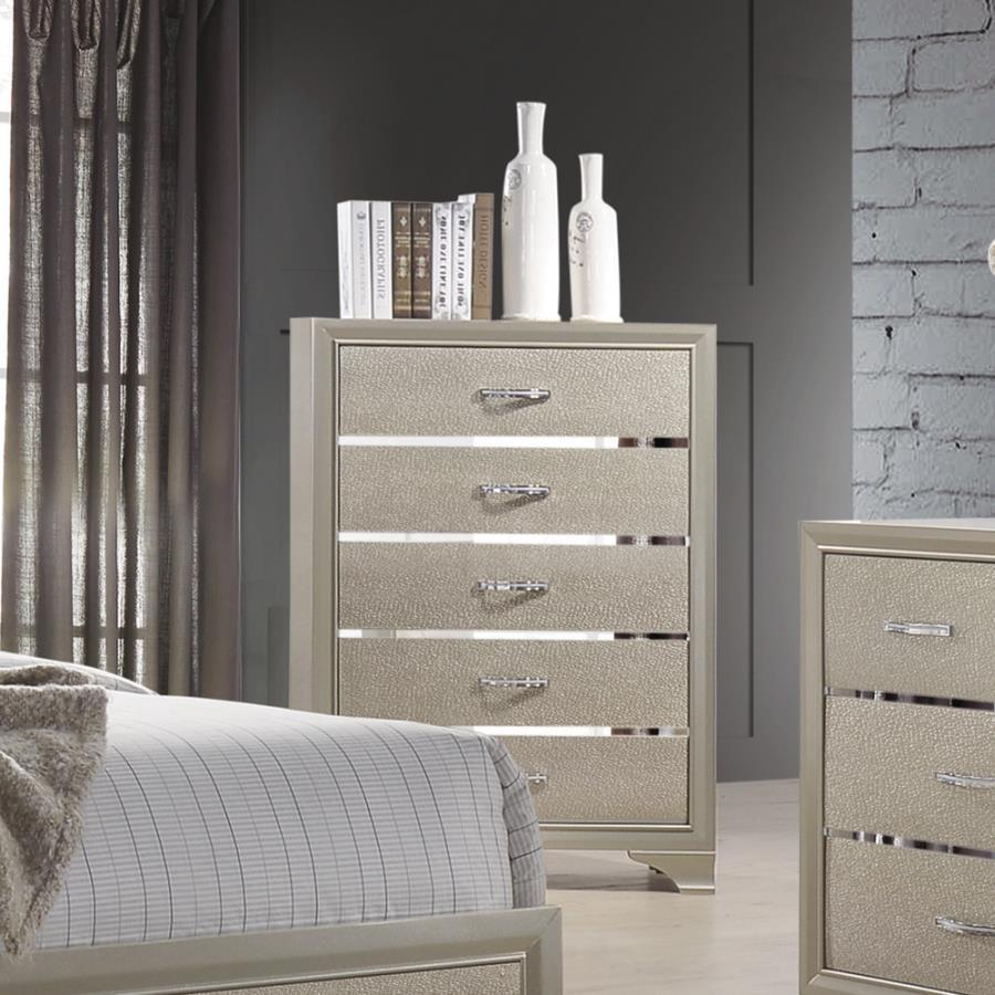 Beaumont - 5-Drawer Rectangular Chest - Champagne