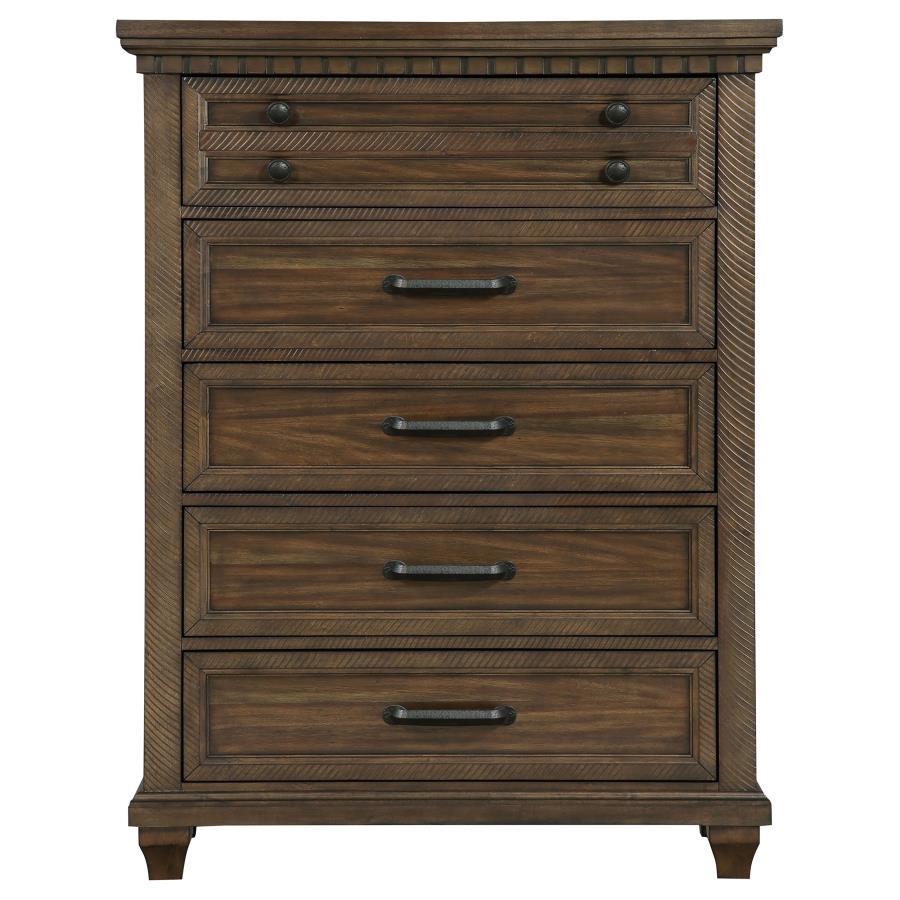 Bennington - Rectangular 5-Drawer Chest - Acacia Brown