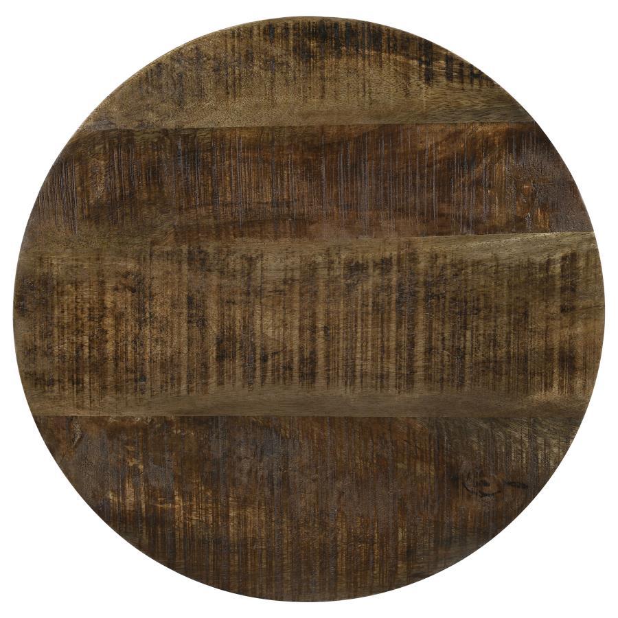 Aurora - Round Accent Table With Drum Base - Natural and Black