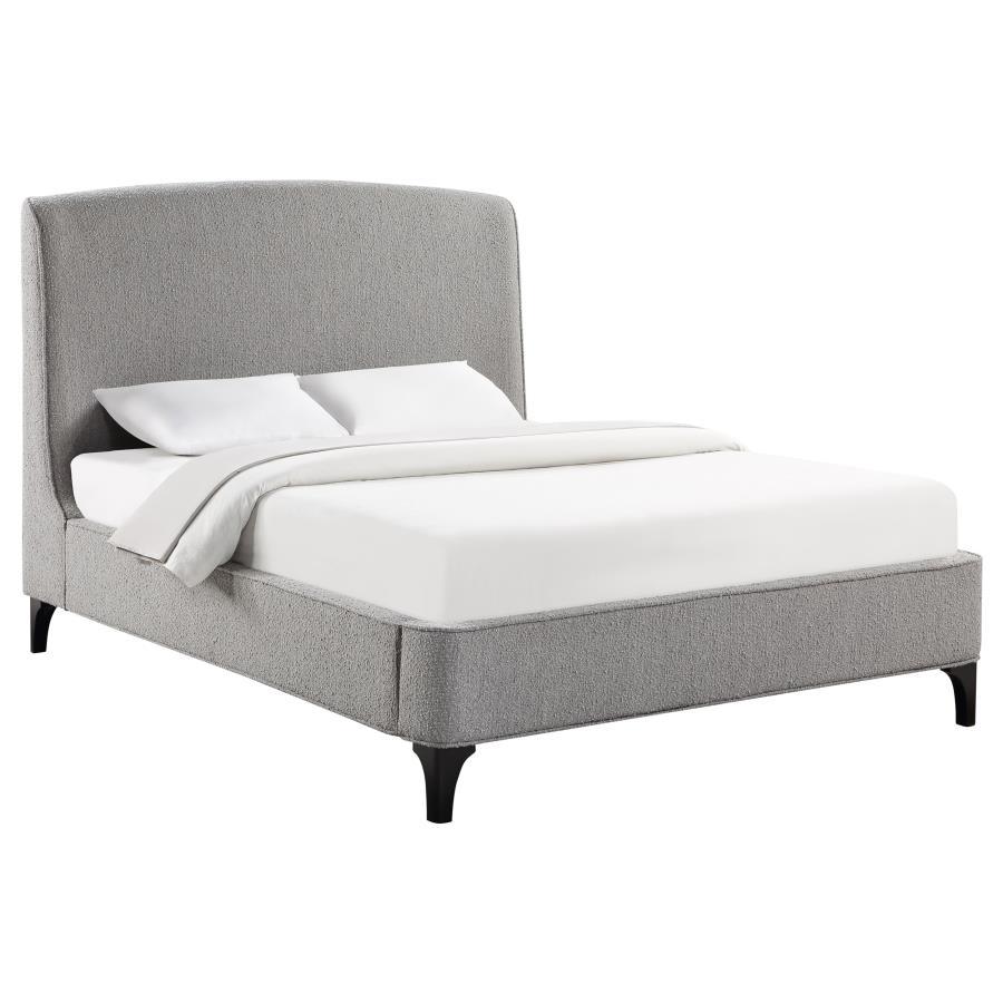 Mosby - Upholstered Curved Headboard Queen Platform Bed - Light Grey