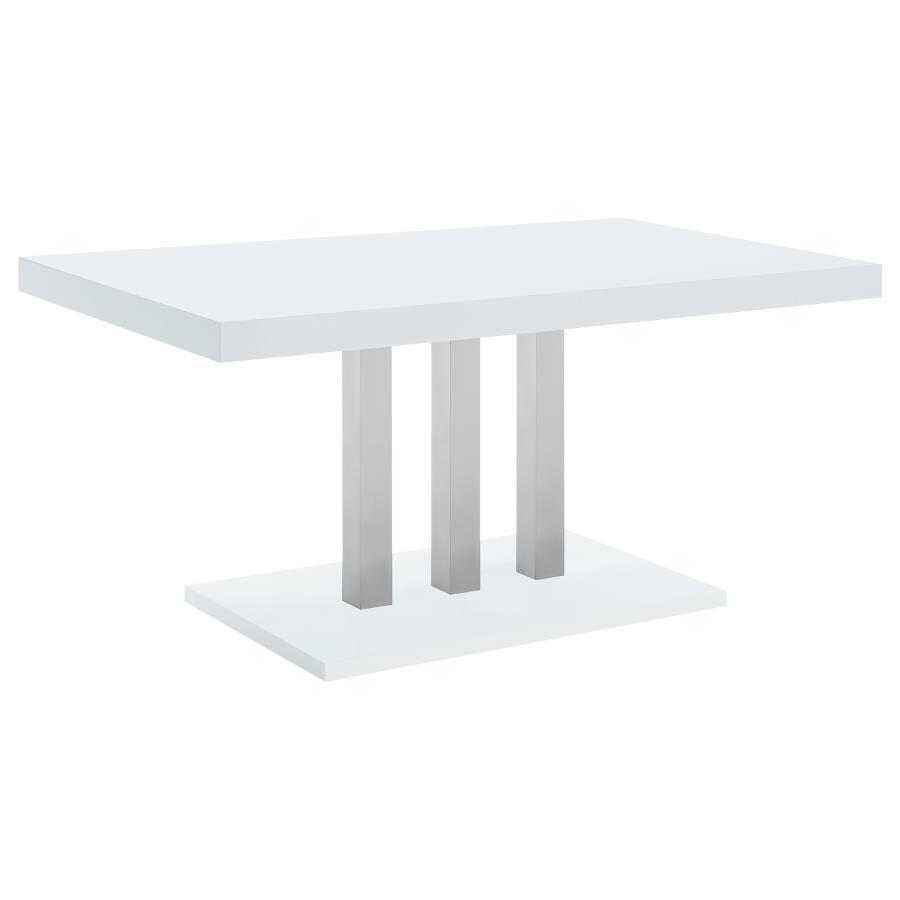 Brooklyn - 5-Piece Dining Set - White and Chrome