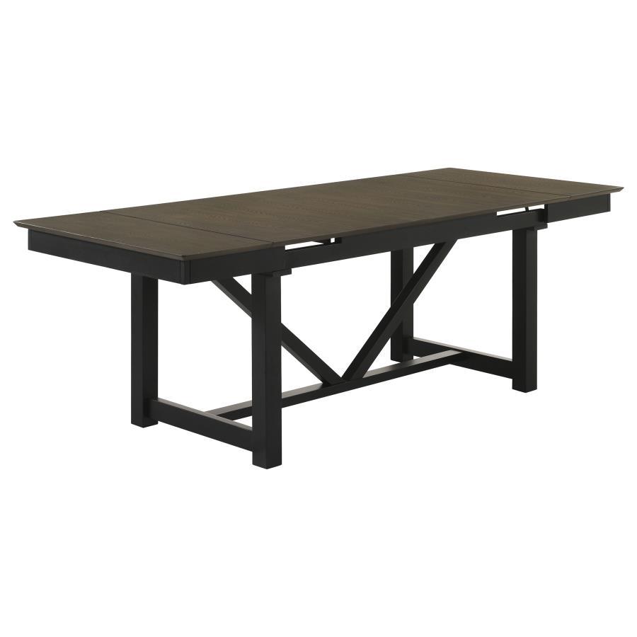 Malia - 7-Piece Rectangular Dining Table Set With Refractory Extension Leaf - Beige and Black