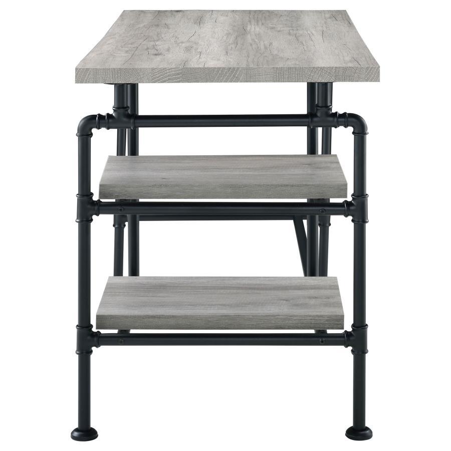 Delray - 2-Tier Open Shelving Writing Desk - Grey Driftwood and Black