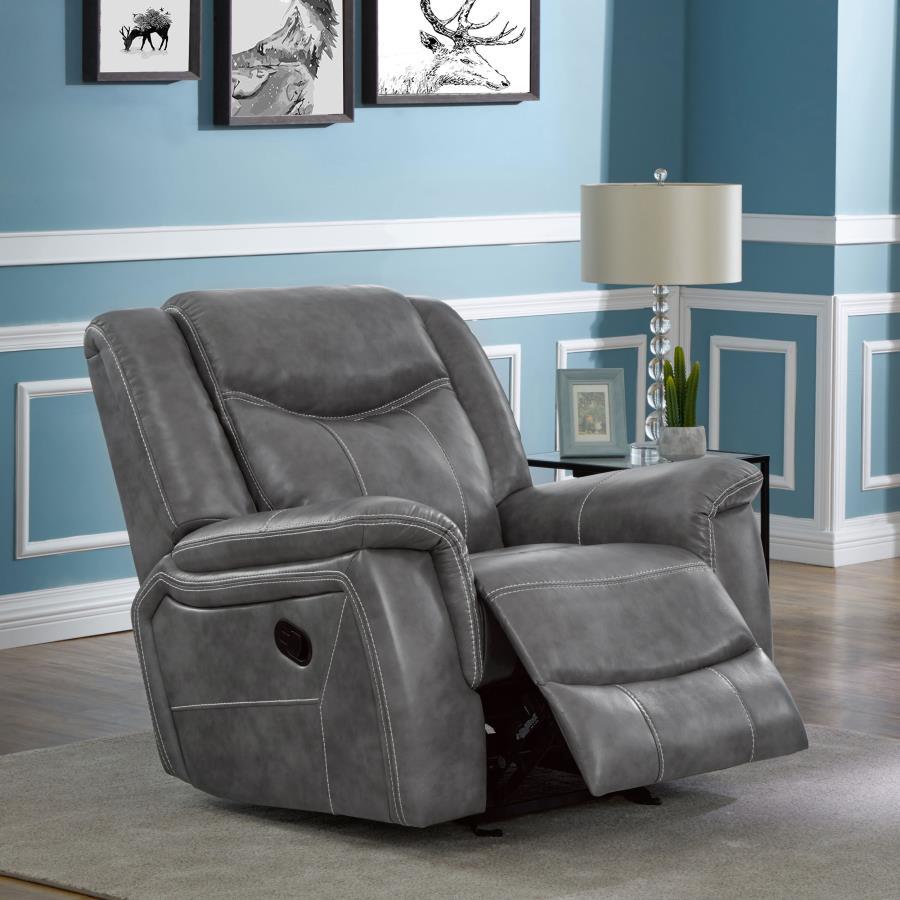 Conrad - Upholstered Motion Glider Recliner - Grey