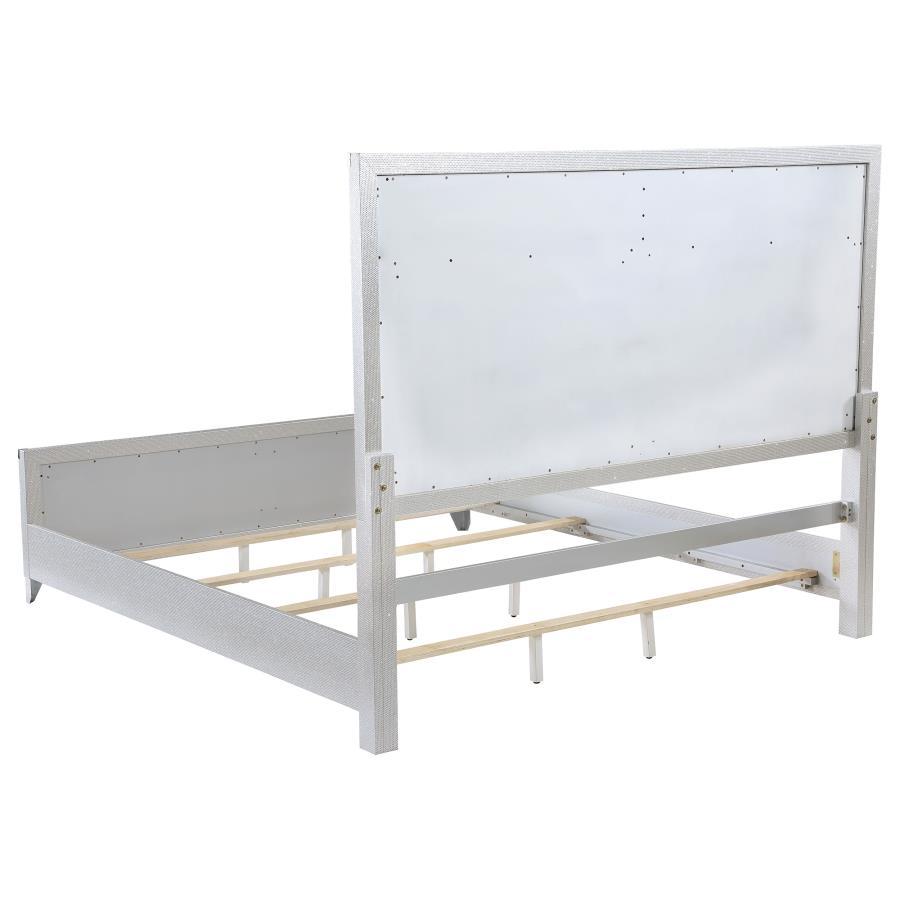 Larue - Upholstered Tufted Eastern King Panel Bed - Silver