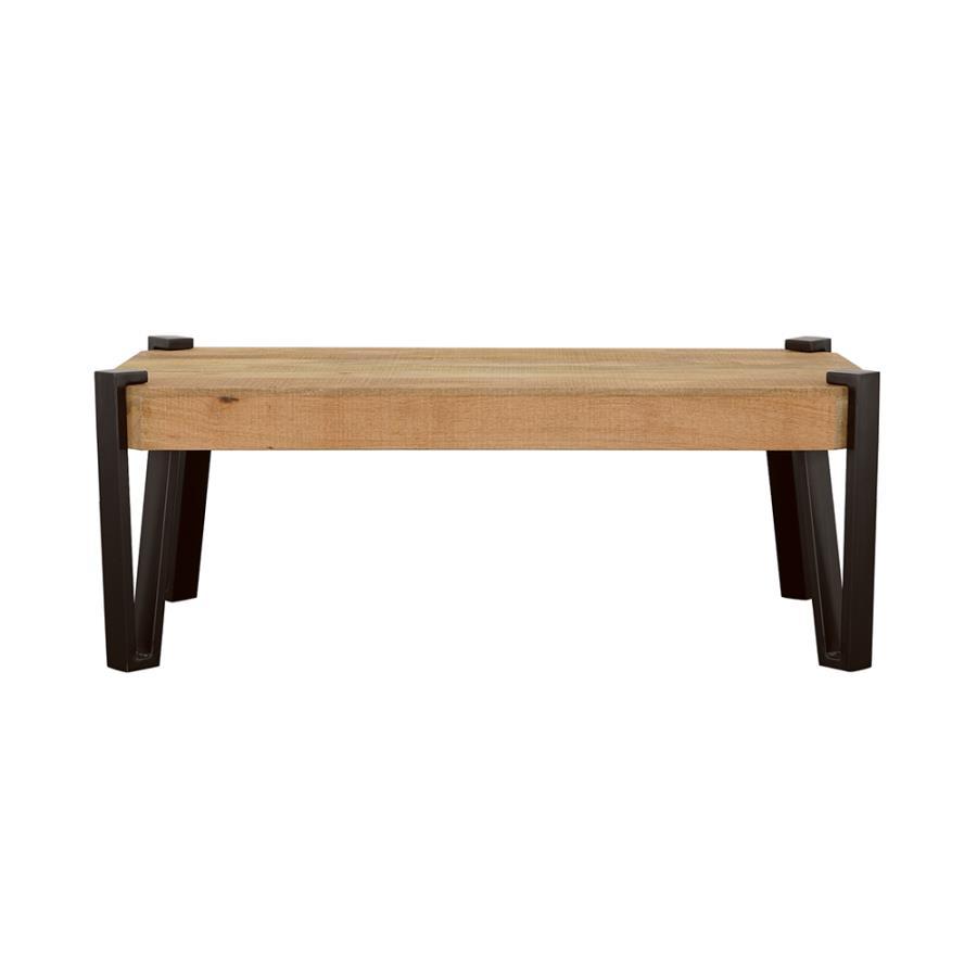 Winston - Wooden Rectangular Top Coffee Table - Natural and Matte Black