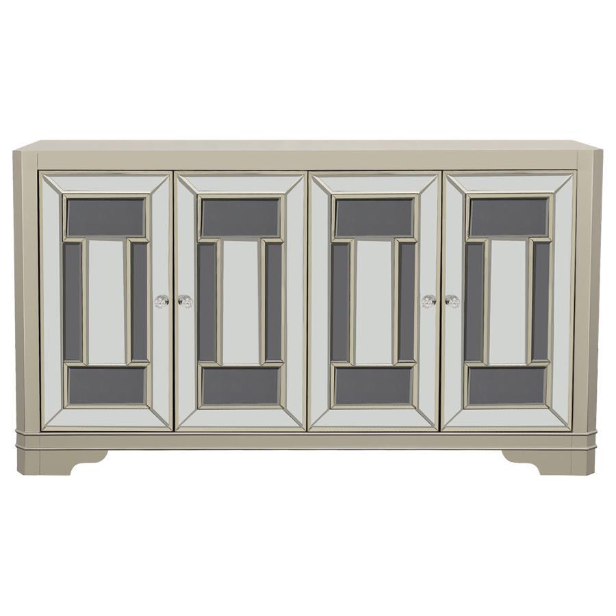 Toula - 4-Door Accent Cabinet - Smoke and Champagne
