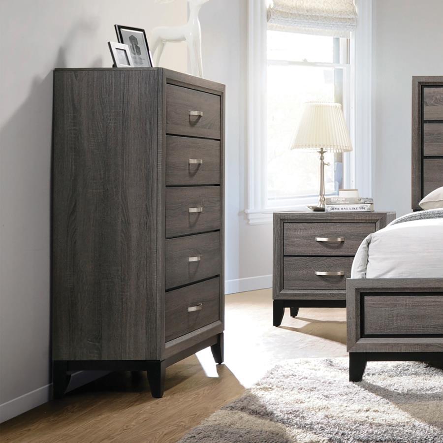 Watson - 5-Drawer Chest - Grey Oak and Black