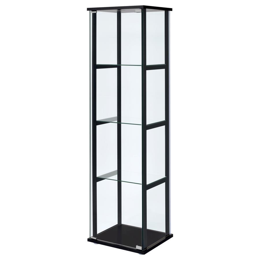 Cyclamen - 4-Shelf Glass Curio Cabinet - Black and Clear