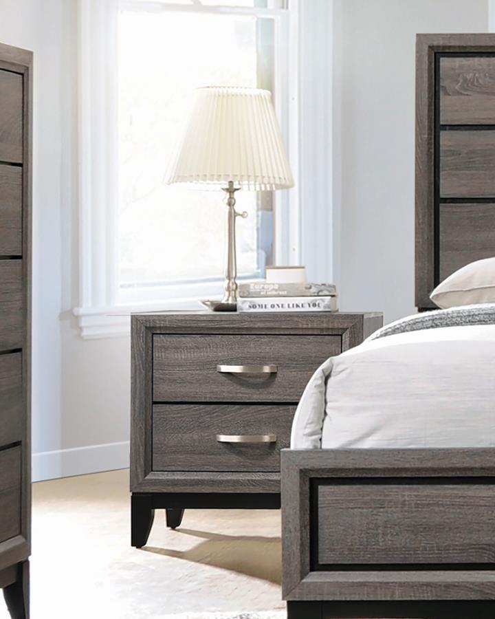 Watson - 2-Drawer Nightstand - Grey Oak and Black