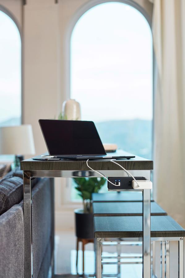 Cassidy - 4-Piece Rectangle Counter Height Set - Dark Oak And Chrome