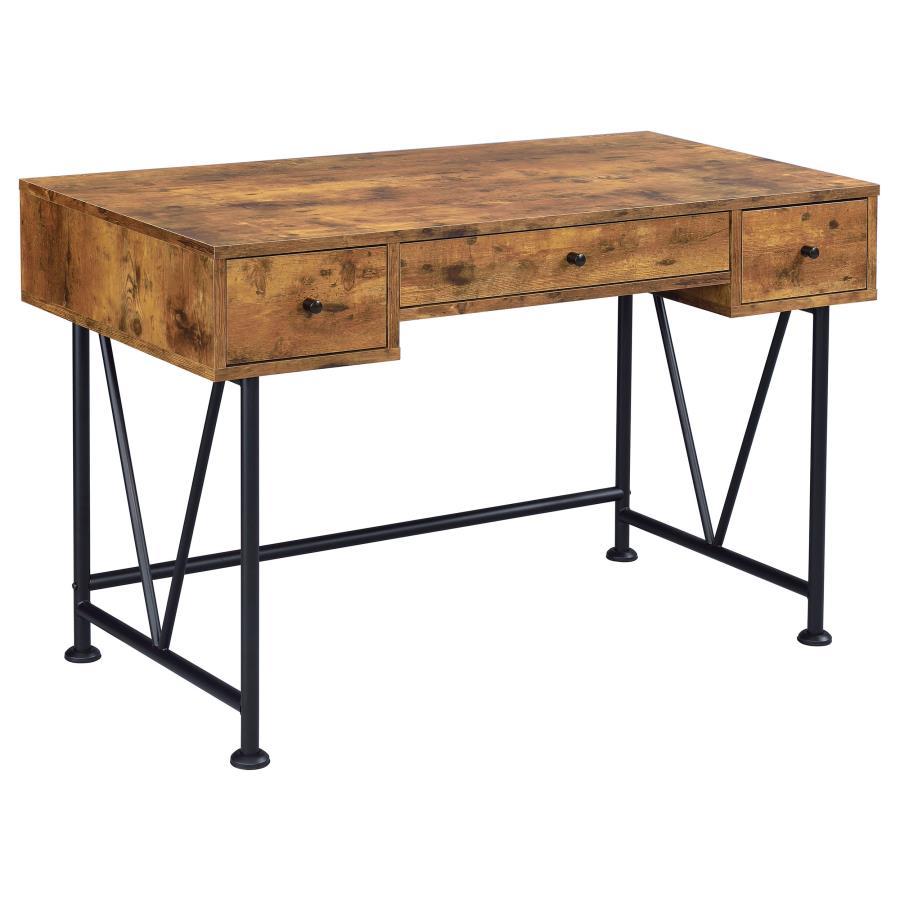Analiese - 2-Piece 3-Drawer Writing Desk Set - Antique Nutmeg and Black