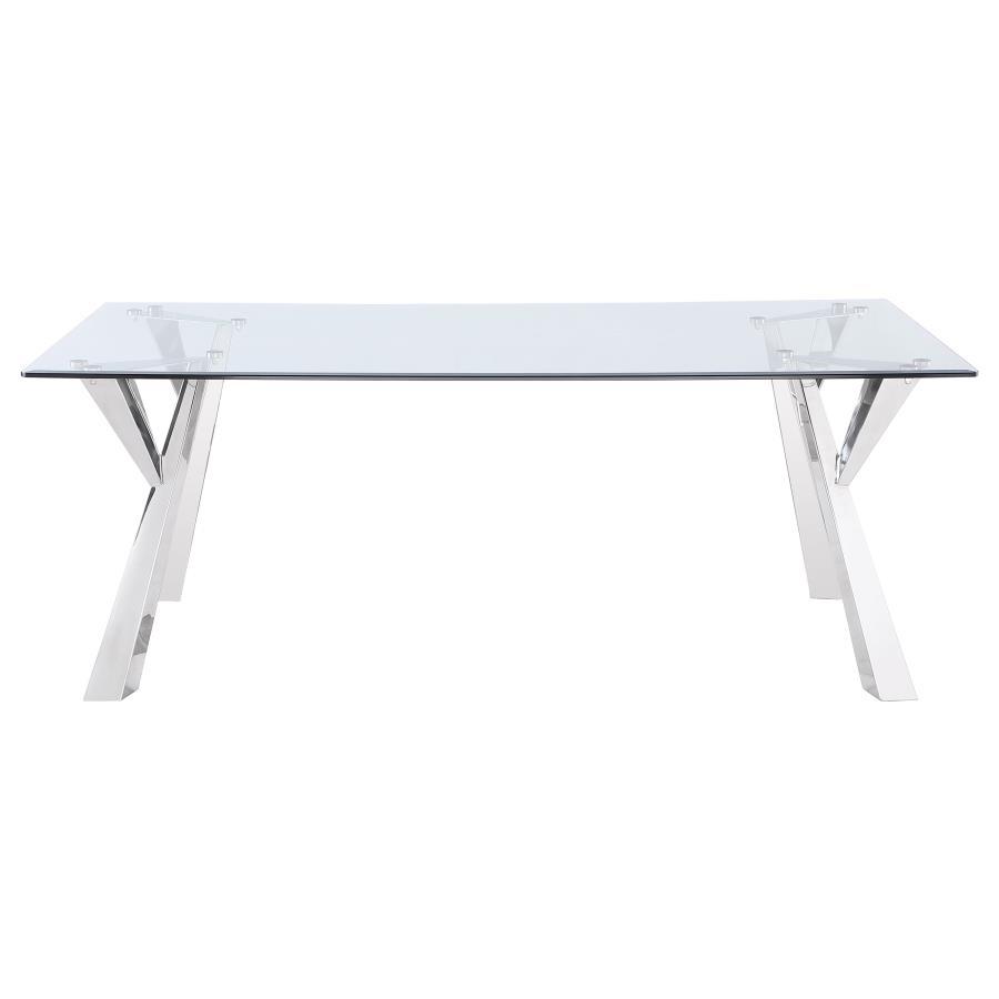 Alaia - Rectangular Glass Top Dining Table - Clear and Chrome
