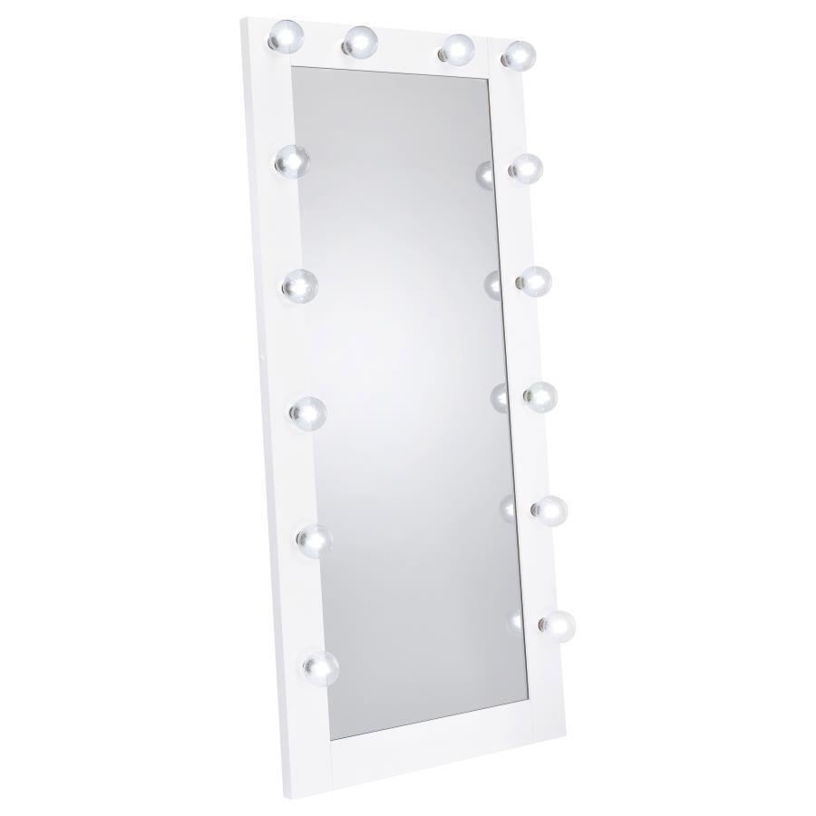 Zayan - Full Length Floor Mirror With Lighting - White High Gloss
