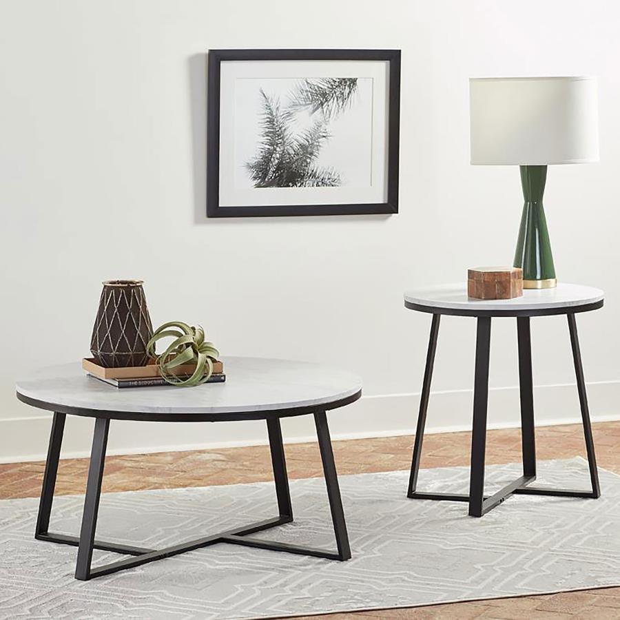 Hugo - Round Coffee Table - White and Matte Black